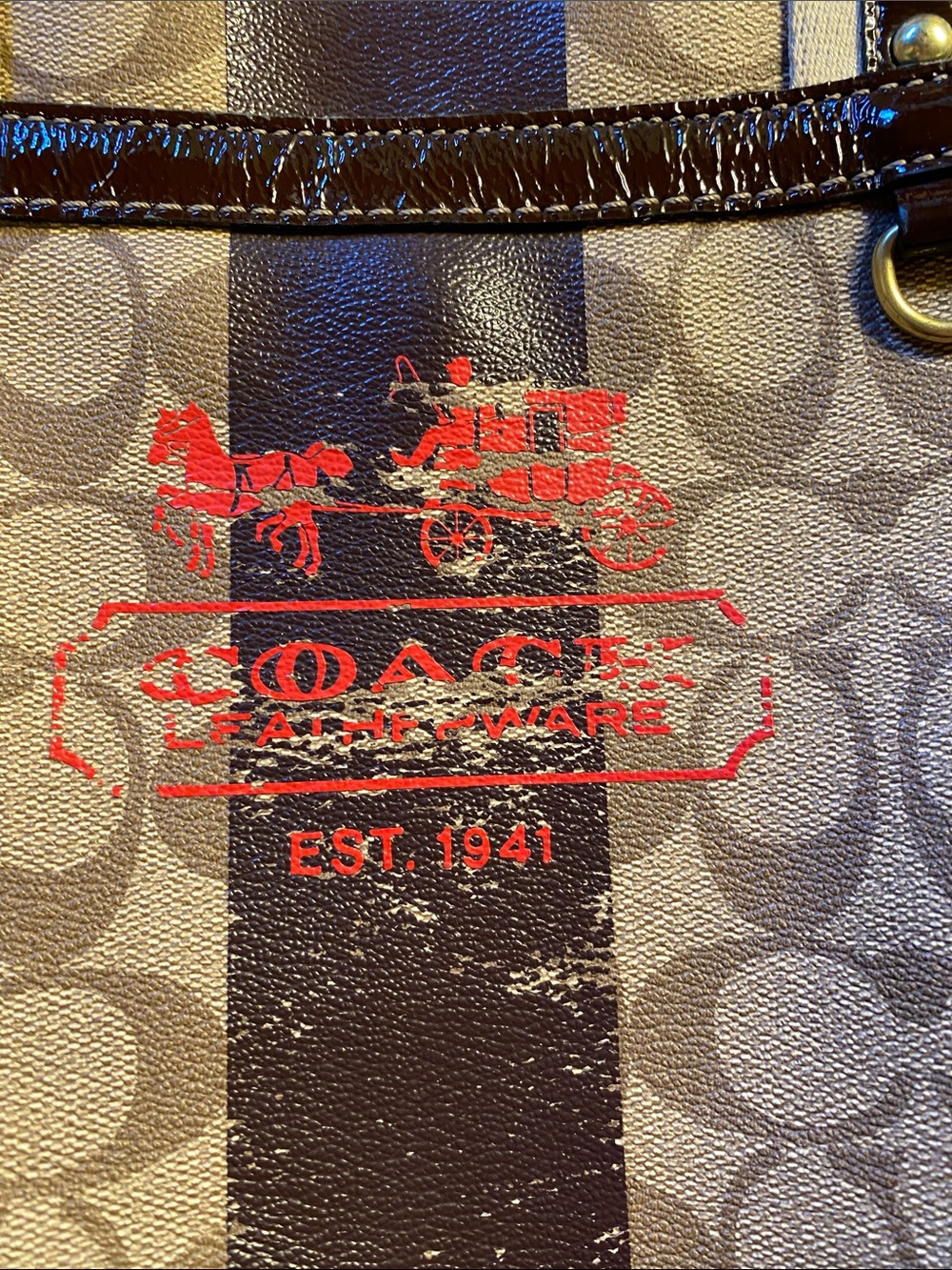 Vintage Coach Chelsea Jacquard Heritage Stripe Tote - Picture 4 of 11